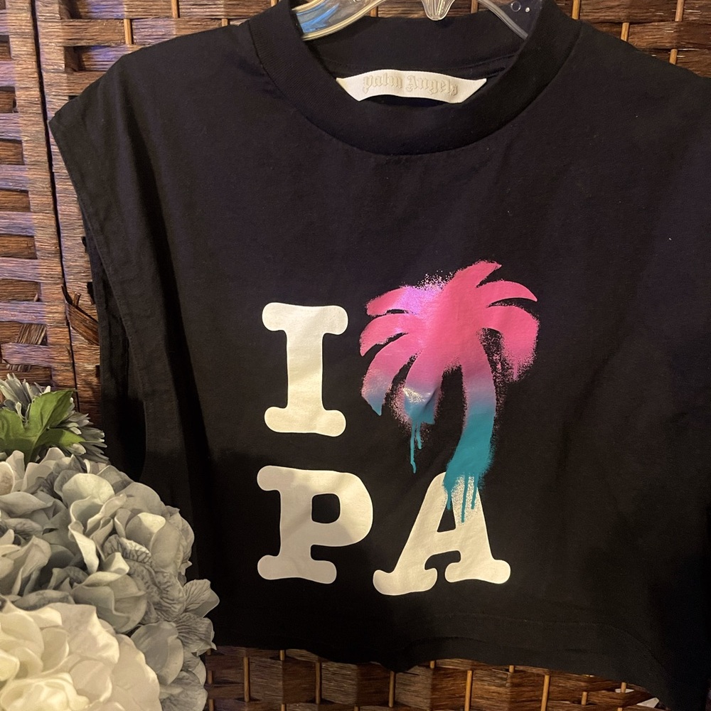 Palm Angels Logo Printed Sleeveless T Shirt